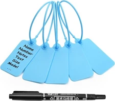 100 Blue Blank Plastic Tags for Labeling Waterproof Hanging Labels Writable Tags