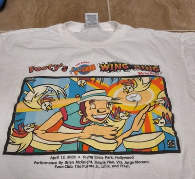 Vintage 2003 Y-100 Miami Wing Ding Shirt Kenny Footy Art Florida White Sz L