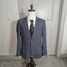 Hugo Boss Mens 38R Sport Coat Navy White Micro Pattern Virgin Wool Blazer Turkey