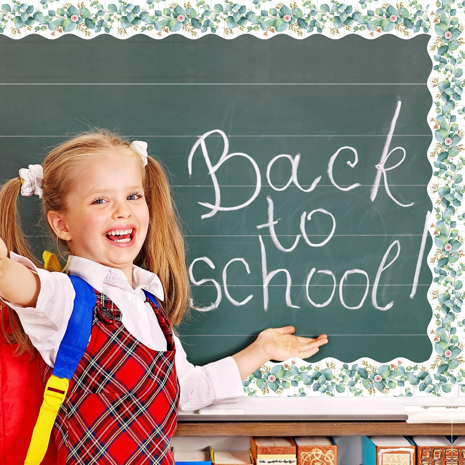 Self Adhesive Eucalyptus Die-Cut Border Trim for Bulletin Boards - Leaves Classr