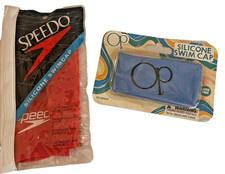 NIP Red Speedo Blue OP Silicone Swim Caps One Size