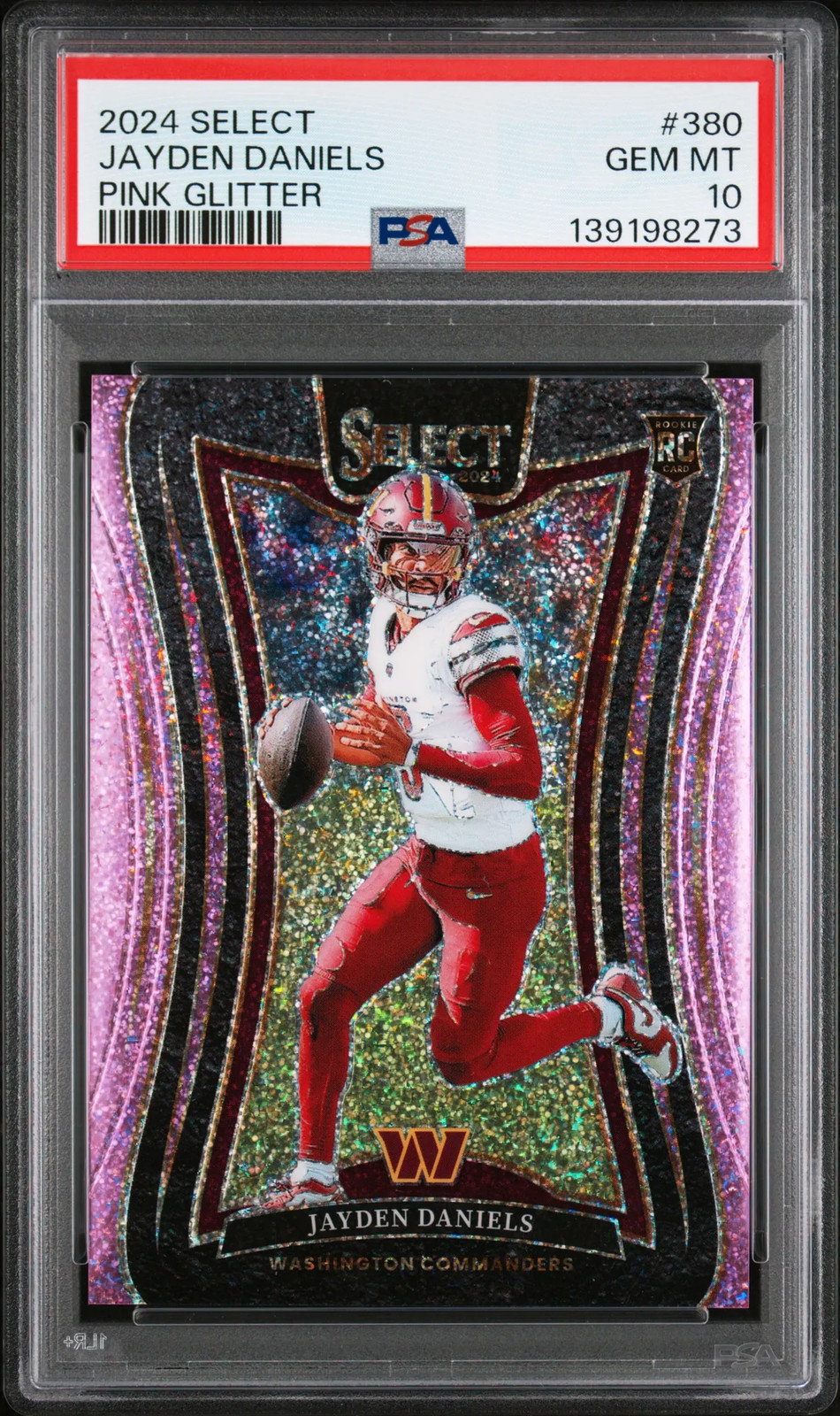 2024 Panini Select Jayden Daniels #380 Pink Glitter RC PSA 10 11/15 GEM MINT