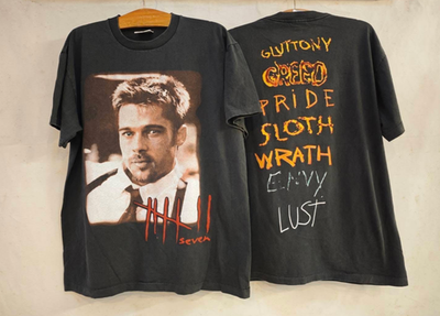 SEVEN Vintage 1995 Movie Brad Pitt Promo Crime XL Single Stitch T