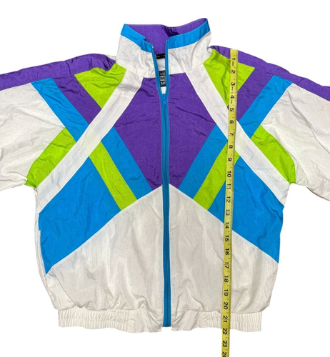 80s 90s Members Only Jacket Vintage Youth Sz Large 14 NEON Color Zip Windbreaker - Picture 8 of 12