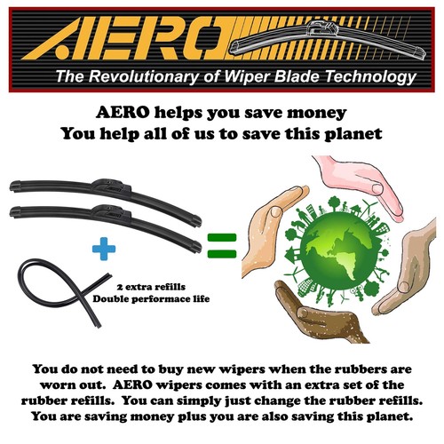 AERO 26"+16" OEM Quality Beam Windshield Wiper Blades + Extra Refills (Set of 2) - Bild 2 von 9