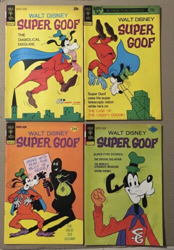 4 Walt Disney Super Goof Comic Books #25 #28 #33 #40 1970s