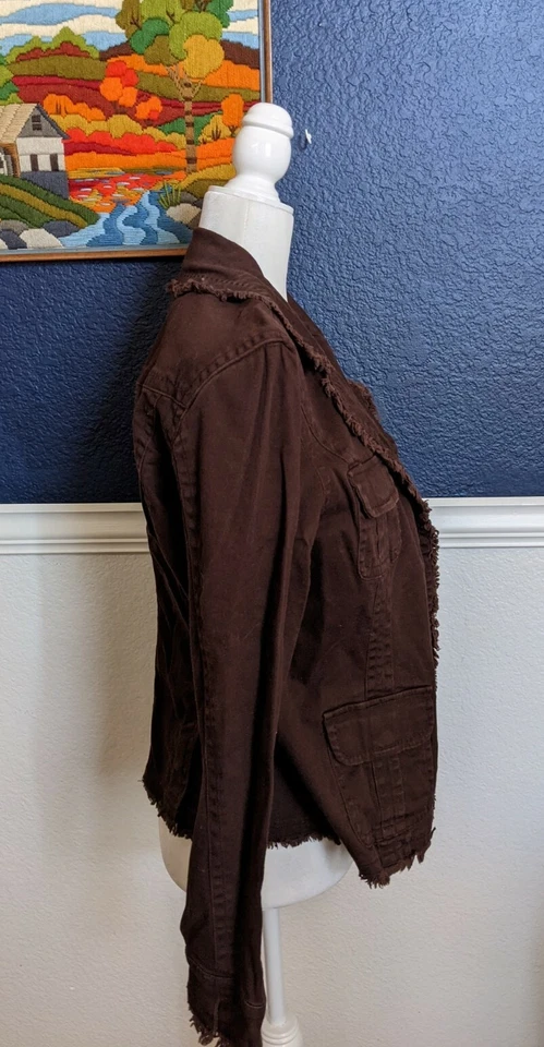 Chaqueta Blazer Live A Little Marrón Envejecido Mezcla Algodón Talla Grande L Foto 3 de 4