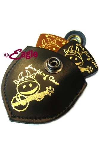 Ukulele / Uke Banjo Jumping Cow Leather Pouch and Pick Set- Great Gift