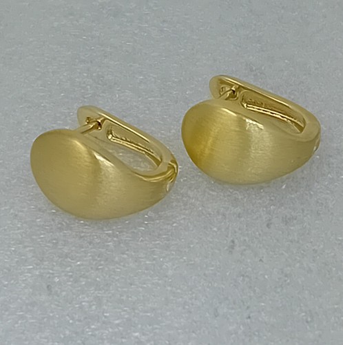 18K Gold Filled Stunning Italian Brush 18ct GF Huggie Earrings 15mm - Picture 12 of 14