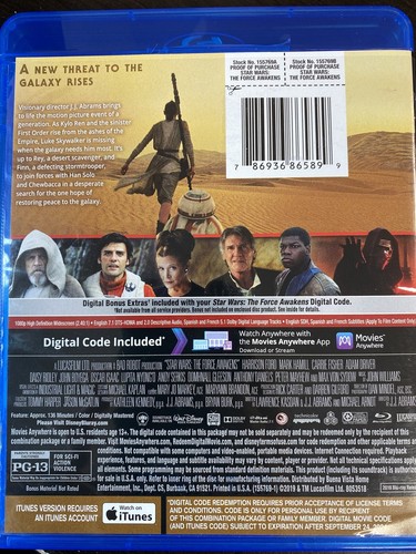 Star Wars The Force Awakens (Blu Ray, 2019) No Digital - Imagen 3 de 3