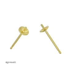 6PC Gold Plated Sterling Silver Stud Post Earrings with 4mm Pearl Cup Pin #99399