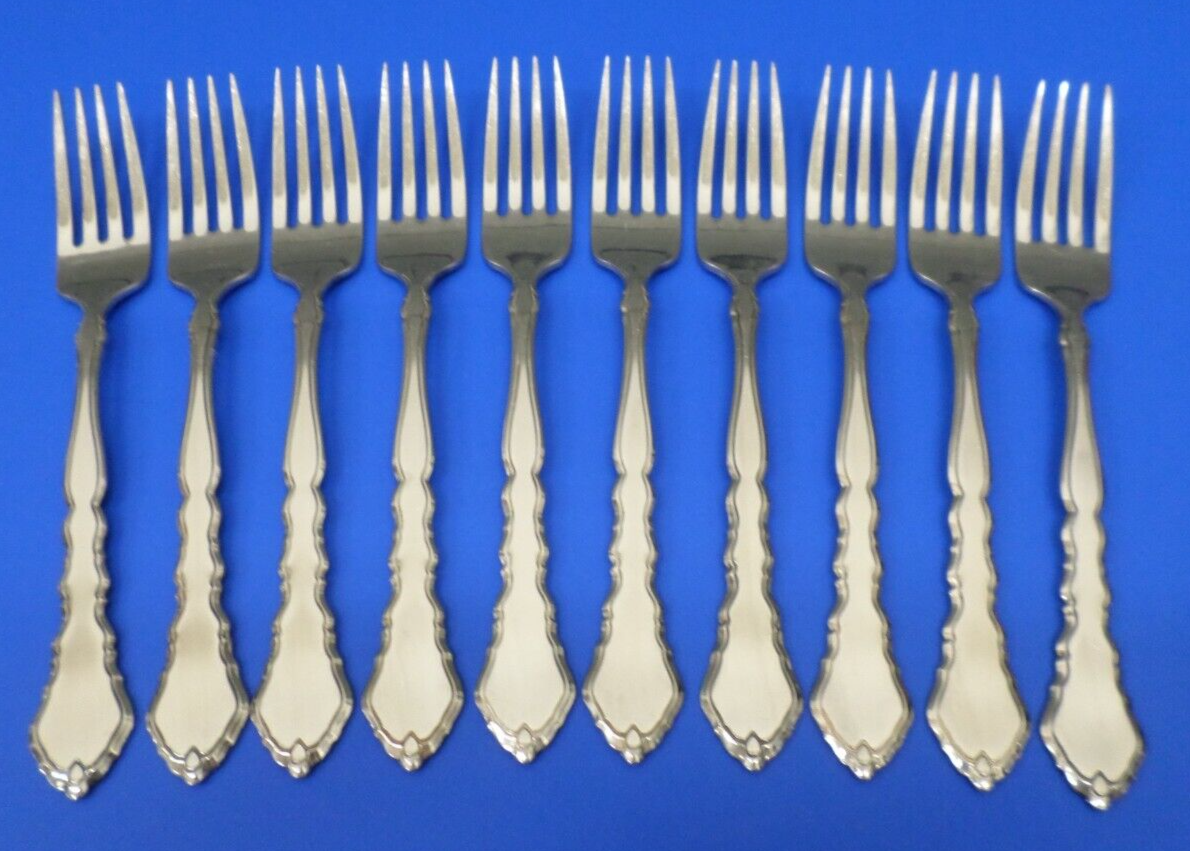 10 Oneida Community SATINIQUE Satin Scrolls Stainless Flatware DINNER