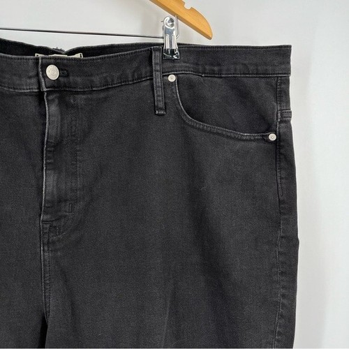 Madewell Size W37 Petite The High Rise Slim Crop Boy Jeans Stretch Denim Black - Picture 2 of 8