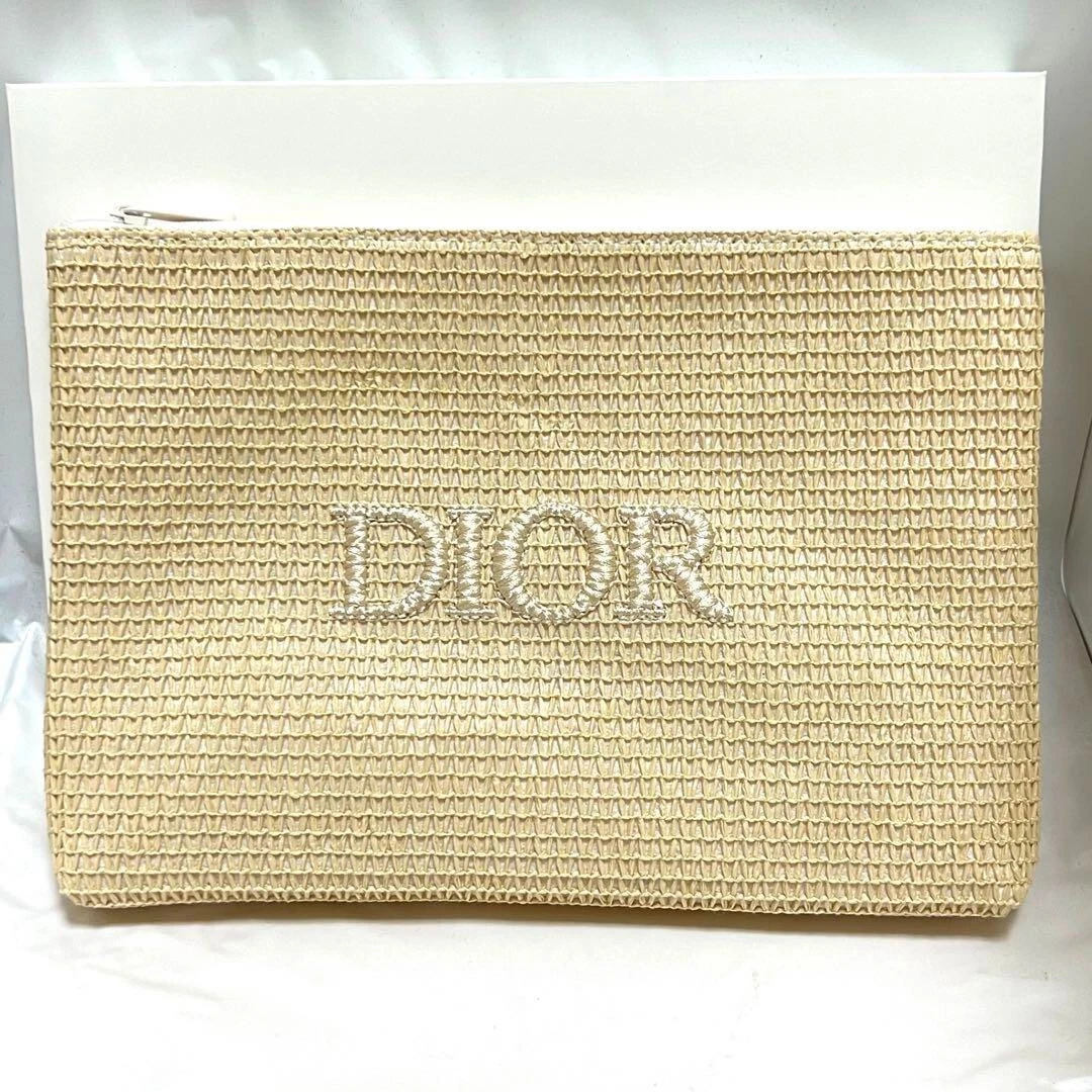 Pochette pochette Dior nouveauté rotin maille logo broderie 19 x 26,5 cm Japon NEUF