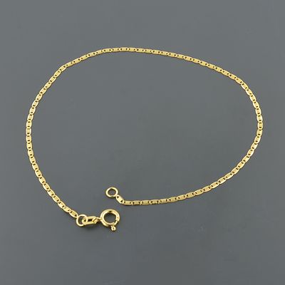 10K YELLOW 1.25mm FLAT MARINER LINK CHAIN 10 INCH ANKLET FREE SHIPPING FREE