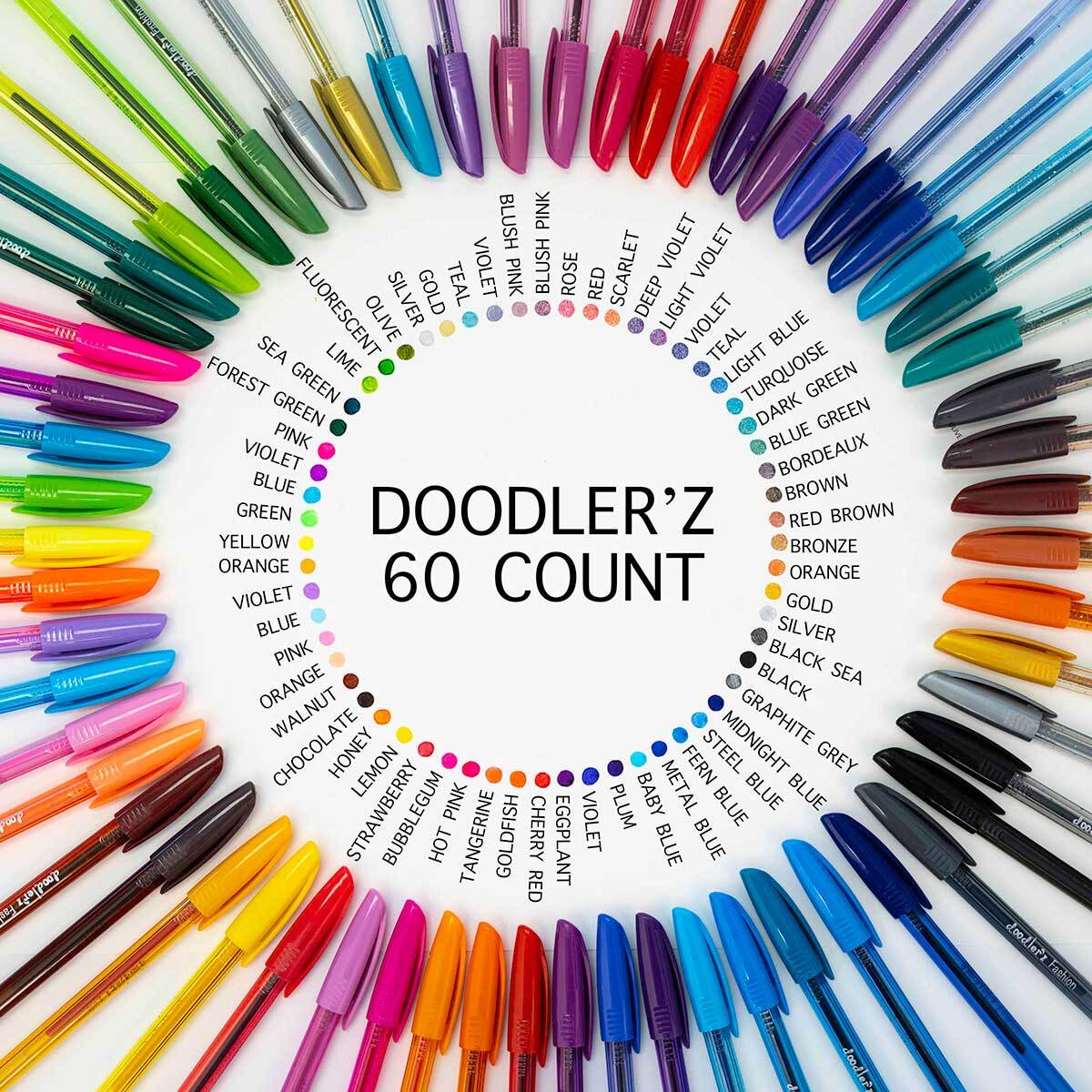 Zebra Doodlerz Creative Collection 60 GEL Stick Pens Fashion Glitter