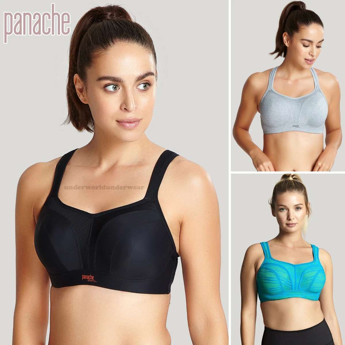 Panache Women's Gray Yellow Adjustable Strap Underwired Sports Bra