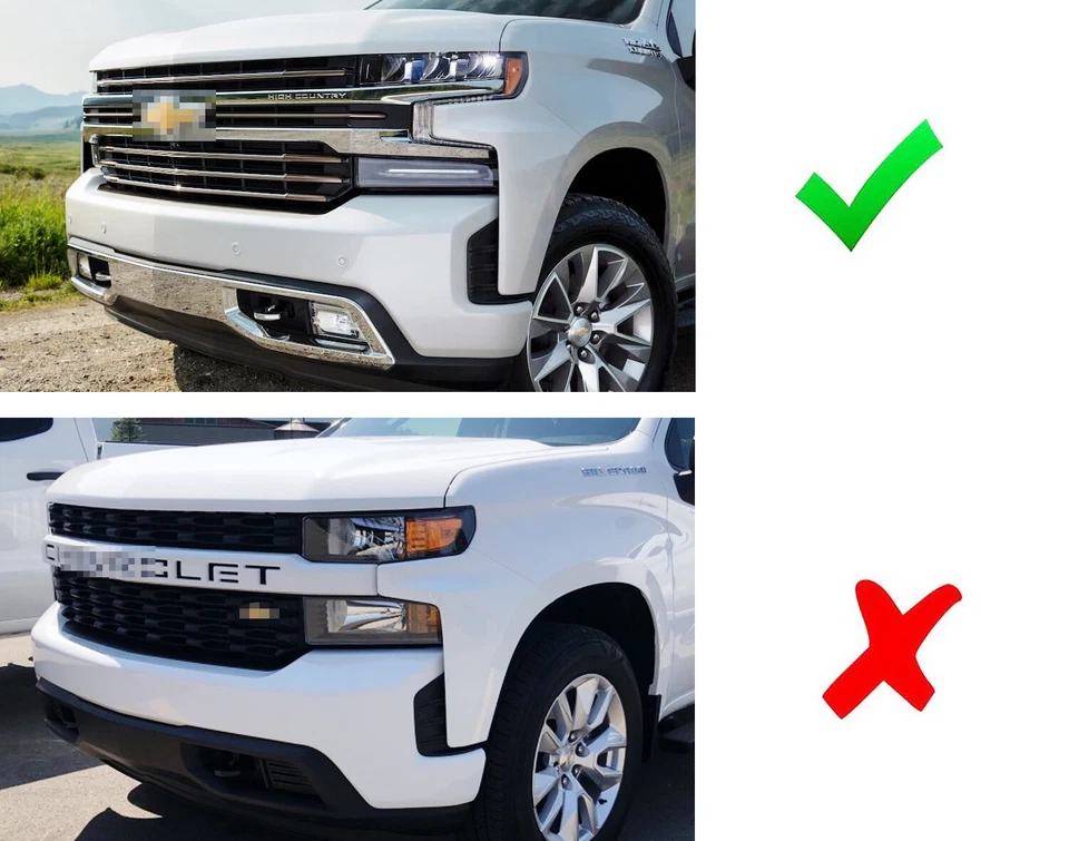 Luces de rejilla central LED blancas con lente de humo 3 piezas con soporte para Chevy Silverado 19+ Foto 2 de 4