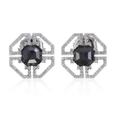 4.67ct Black White Diamond Minimal Stud Earrings 18k White Gold