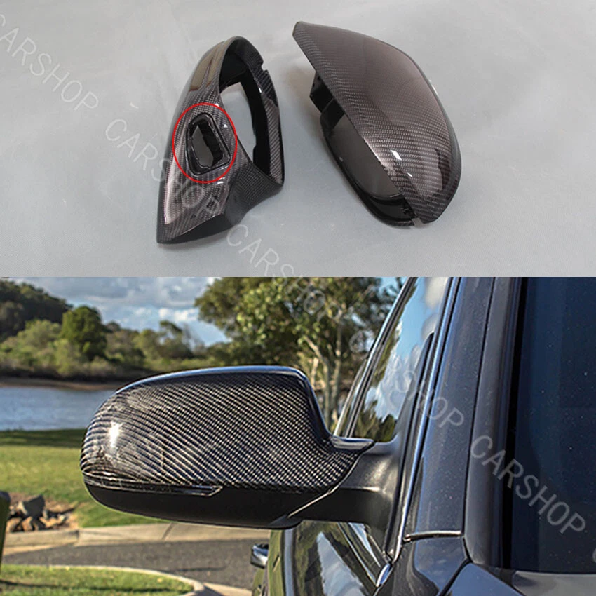 Cubierta de espejo retrovisor lateral de fibra de carbono para Audi C7 A6 S6 RS6 2012-2018 reemplazo con carril Foto 2 de 4