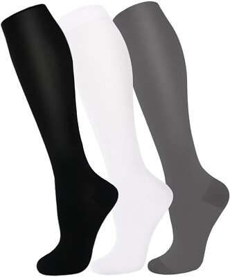 3 Pair Compression Socks Sports Stretch Leg Support Sport Stockings Women Men US