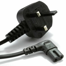 Right Angle New Figure 8 Power Cable Cloverleaf for LG TV UK Lead 2 M Black