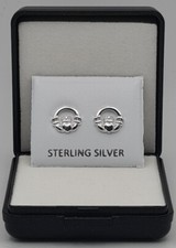 925 Sterling Silver Claddagh Earrings Studs Women, Girls Pierced Ears