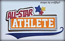 CRAFTECAFE SPORT KID TITLE premade paper piecing scrapbook diecut piece WOLFFEY