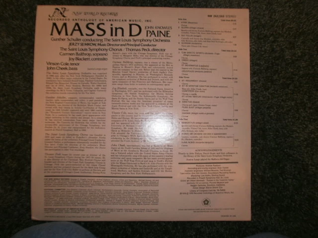 John Knowles Paine, Mass In D, 2-LP New World 262/263 - Image 2 of 3