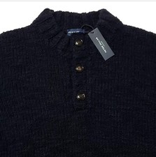 Peter Millar Excursionist Merino Wool 698 XL Blue Button England Knit Sweater