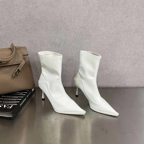 Womens Ankle Boots Pointed Toe 2024 Leather Autumn New High Heels Fashion Boots - Picture 7 of 28