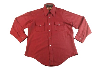 Vintage 1950s Christopher Hall Shirt Men Maroon Red Large Extra Large Wool Blend