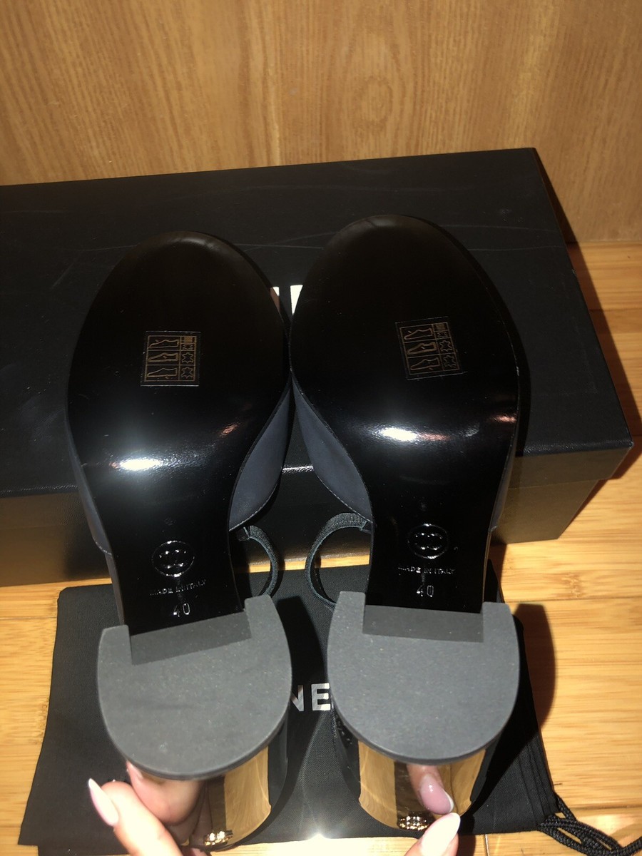 Chanel Authentic CC Black T Strap Mary Jane Pumps Gold Chain Chanel Authentic CC Black T Strap Mary Jane Pumps Gold Chain