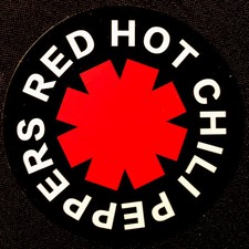 RED HOT CHILI PEPPERS STICKER  BLACK  RED  2 1/2  ROUND GLOSSY