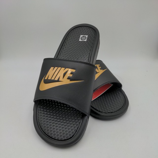 nike benassi black and gold