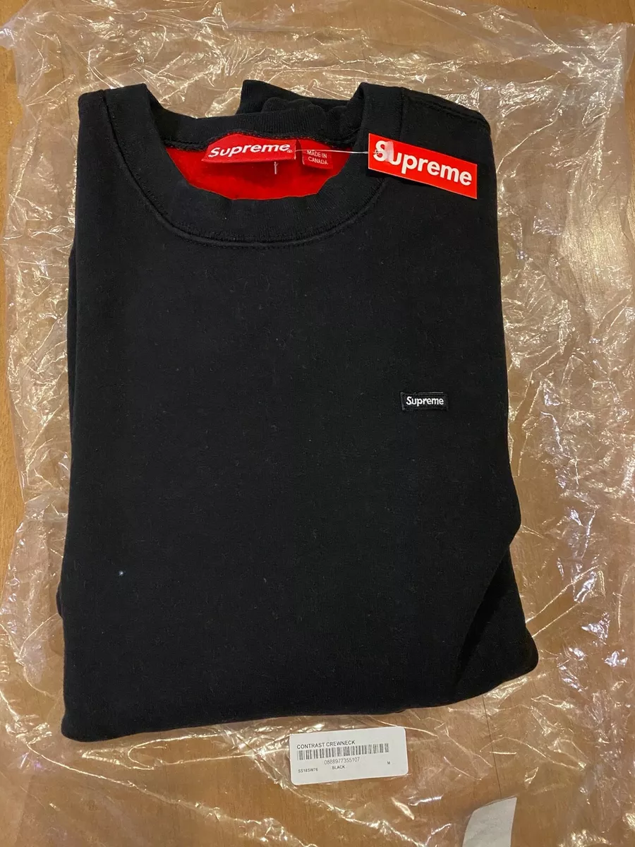 Supreme Contrast Crewneck Sweatshirt Black / Black SS18 NEW Size M