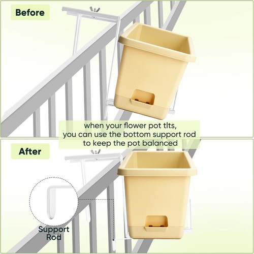 Adjustable Planter Box Bracket, Flower Box Holder Brackets for Deck Railing, ... - Picture 5 of 7