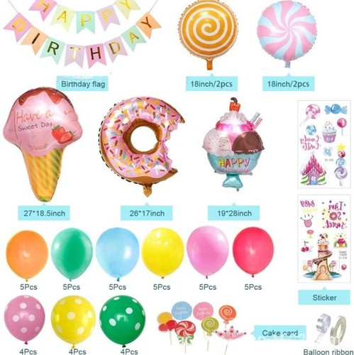 Cartoon Donut Ice Cream Birthday Party Latex Foil Ball Balloon Arch Celebration - Picture 10 of 11