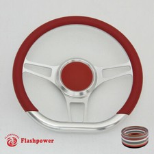 14 D Type Billet Steering Wheel Red Half Wrap Chevy Ididit Flamingriver