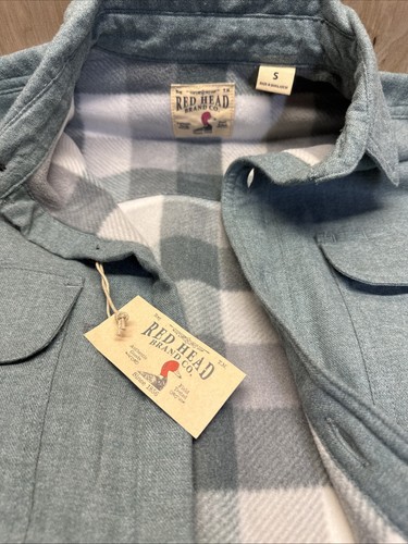 Red Head Fleece Lined Flannel Jacket Men Size Small Blue & Gray Plaid - Picture 2 of 5