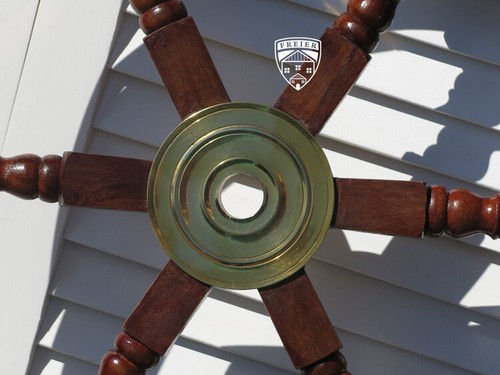 Maritim Steuerrad Segelschiff Deko Boot Schiff Holz Messing Piraten 61cm Meer - Bild 3 von 4