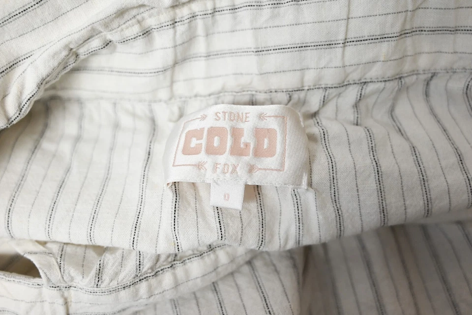 Stone Cold Fox Jumpsuit Womens White Striped Linen Sleeveless Wide Leg Cropped 0 - image 4 of 4