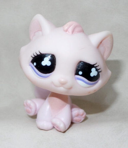 LITTLEST PET SHOP LPS #606 720 HASBRO CAT CHAT DE GOUTTIERE ROSE YEUX VIOLET G2