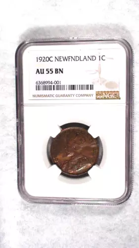 1920C Newfoundland One Cent NGC AU55 BN 1C Coin PRICED TO SELL NOW!