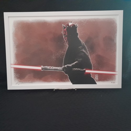 DARTH MAUL Framed 7/25 Litho STAR WARS - THE PHANTOM MENACE signed by Tom Hodges - Picture 2 of 4