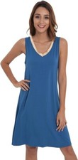 GYS Womens Bamboo Nightgown Soft Sleeveless V Neck Nightdress Lightweight Sleep