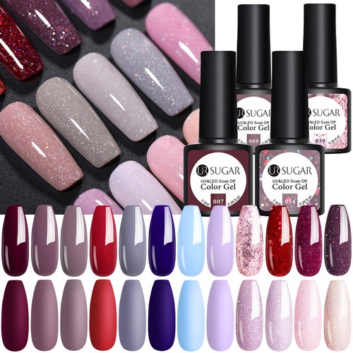 UR SUGAR 7.5ml Nail UV Gel Polish Soak off Glitter Gel Nail Polish Top Coat Gel