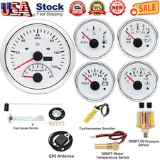 5 Gauge Set White 85mm Gps Speedometer 120mphtacho52mm Fueloiltempvolt Us