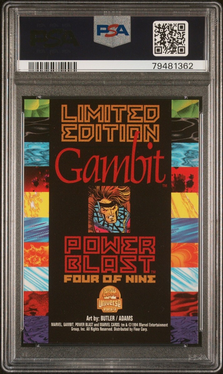 熟考/Ponder プロモ Marvel FaB Fleer Marvel Universe 1994 POWER BLAST GOLD # 4 GAMBIT PSA 9 MINT