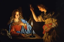 3288.Candlelight scene of women from painting POSTER.Home School art decoration